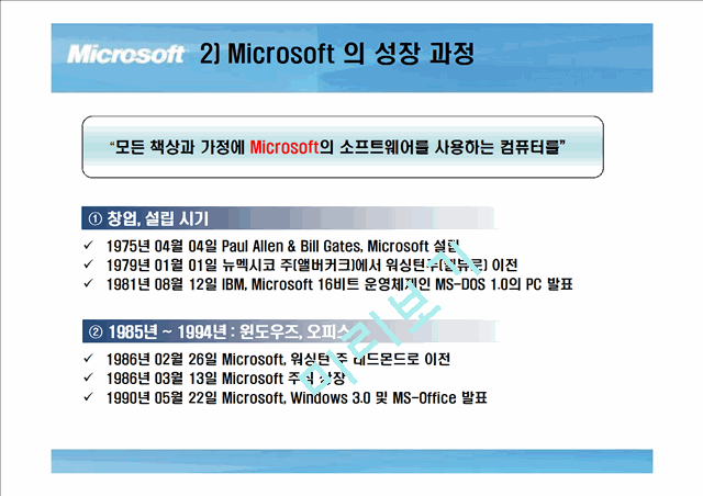 마이크로소프트기업분석,마이크로소프트경영전략사례,빌게이츠리더쉽,브랜드마케팅,서비스마케팅,글로벌경영,사례분석,swot,stp,4p   (5 )